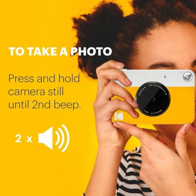 KODAK Printomatic Tam Renkli Anında Baskı Dijital Fotoğraf Makinesi Siyah Fotoğraf Makinesi