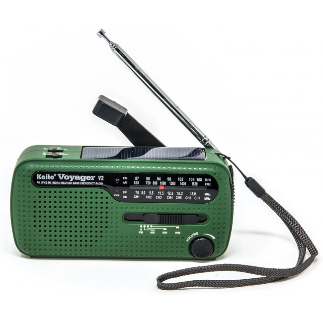 Kaito Voyager V2 En İyi NOAA Taşınabilir Güneş Enerjili/El Kranklı AM/FM Radyo
