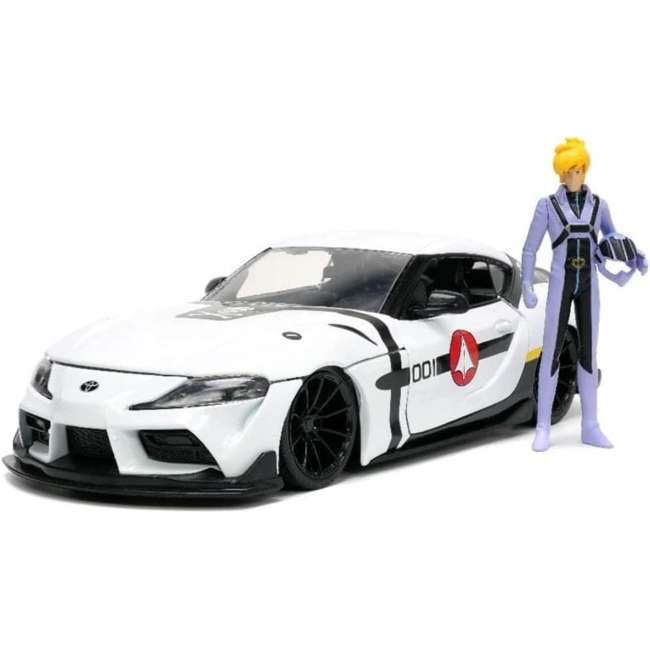 Jada Toys Robotech 1:24 2020 Toyota Supra Döküm Araba ve 2,75 Roy Focker Figürü (Kutusu Hafif Hasarlı)