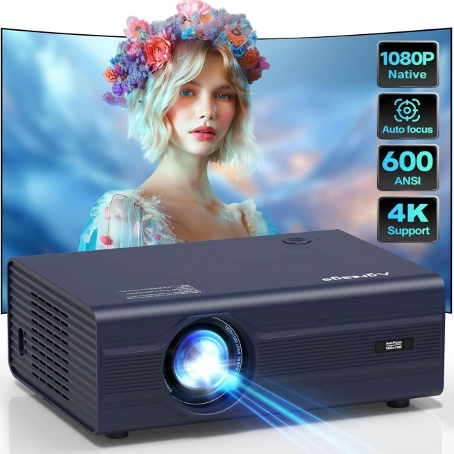 Agreago WiFi 6 ve Bluetooth 5.2, 400 ANSI Yerel 1080P 4K Destekli Projektör - Mavi