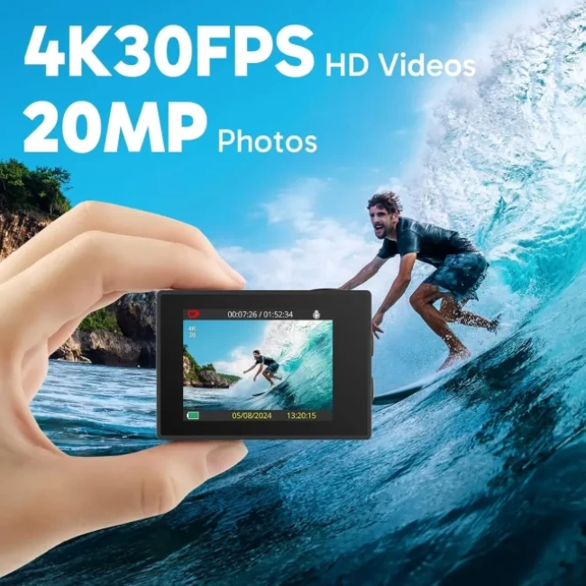 AKASO EK7000 4K30FPS 20MP Ultra HD Sualtı Aksiyon Kamerası Mavi