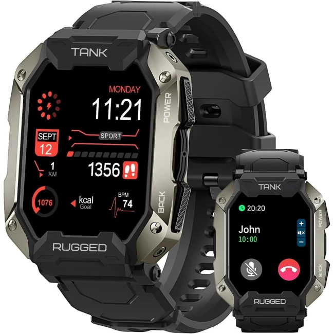 AMAZTIM Akıllı Saat, Fitness Takip Cihazı, Su Geçirmez, Unisex - Karbon Siyah