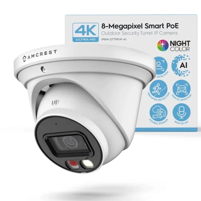 Amcrest UltraHD 4K (8MP) IP PoE AI 15fps Kamera White