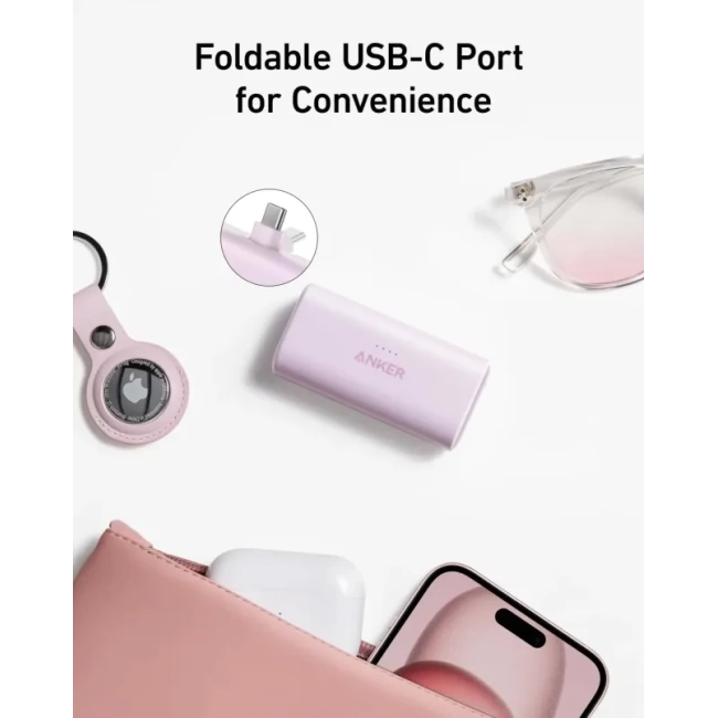 Anker Katlanabilir USB-C Konektörlü Nano PowerBank Lilac purple