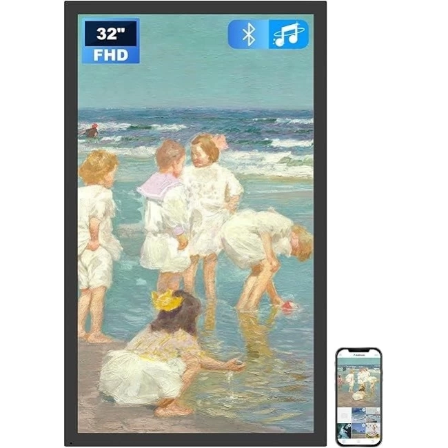 Arktronic Bluetooth Hoparlörlü  WiFi Fotoğraf Çerçevesi 32 Inc 1080p - Siyah