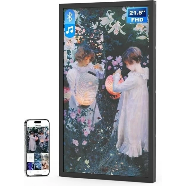 Arktronic Hoparlörlü 21.5 Inc FHD Büyük Dijital Resim Çerçevesi, 64GB WiFi