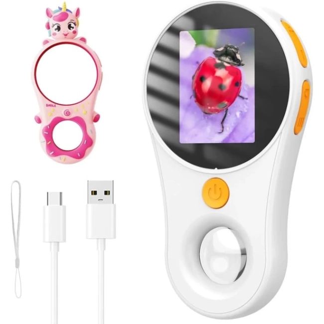 Ashfly Mikroskop 2.0 İnç IPS Ekran 100X Cep Mikroskobu Pembe