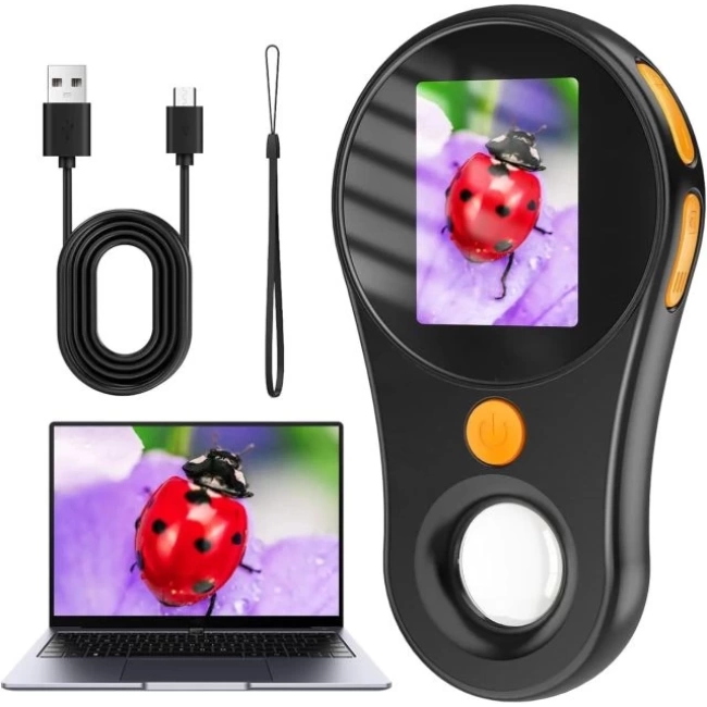 Ashfly Mikroskop 2.0 İnç IPS Ekran 100X Cep Mikroskobu Siyah