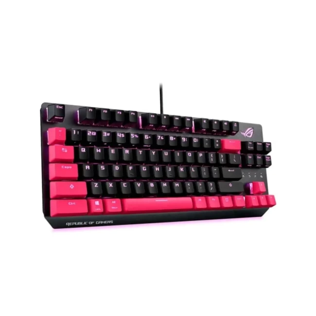 ASUS ROG Strix Scope TKL Mekanik Oyun Klavyesi ROG Cherry MX Red Switches Pembe