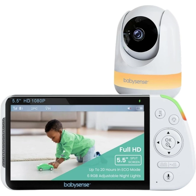 Babysense 5.5 Inc 1080p Full HD Bölünmüş Ekranlı Bebek Monitörü