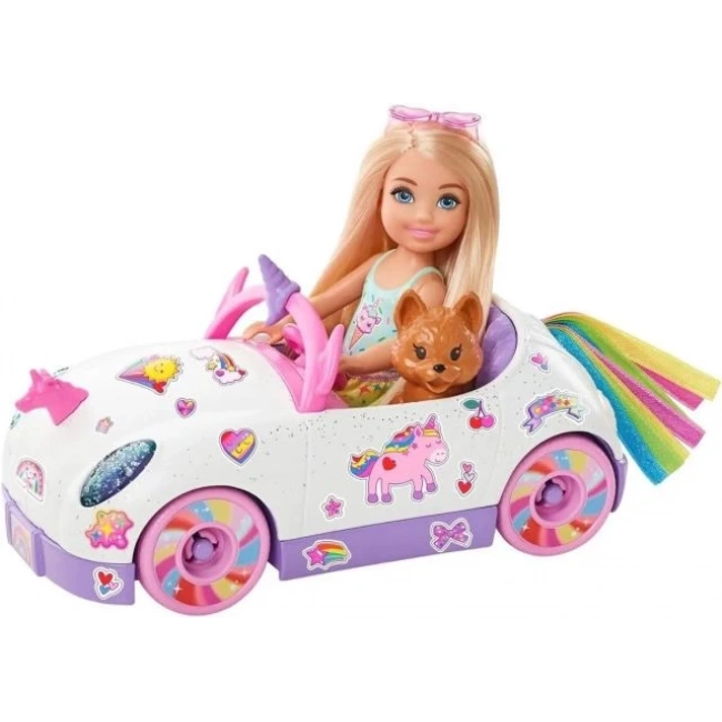 Barbie Chelsea Bebek ve Tek Boynuzlu At Temalı Oyuncak Araba
