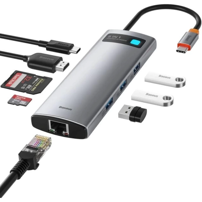 Baseus 8i 1 arada USB Type C Hub Adaptörü