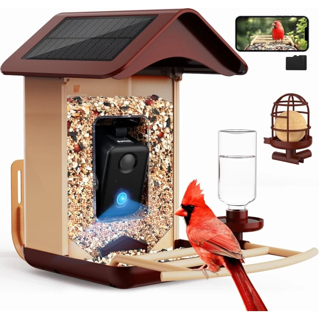 BirdLegend BL01 Kameralı Kuş Yemliği Güneş Enerjili - Kırmızı