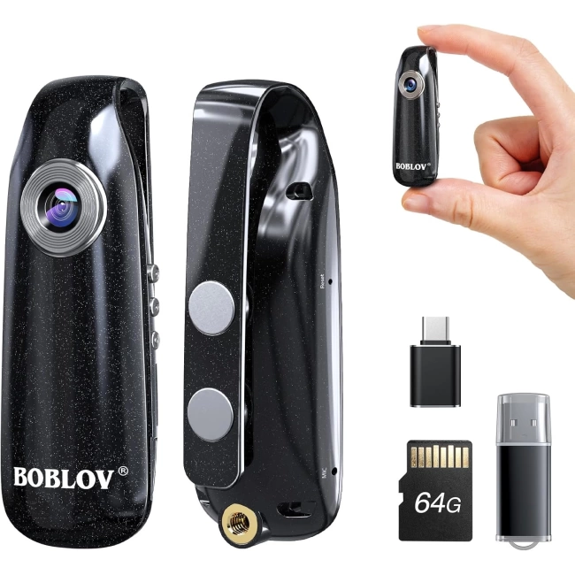 Boblov Cep Mini Vücut Kamerası Video ile: 64GB - Arka Klipsli, 1080P