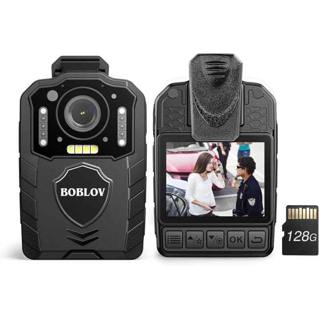 Boblov KJ25 128GB Vücut Kamerası, 10-13 Saat Kayıtlı 3000 mAh, Gece Görüşlü