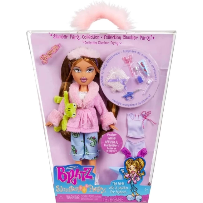 Bratz Pijama Partisi Yasmin Moda Bebeği ve 2 Takım Pijama