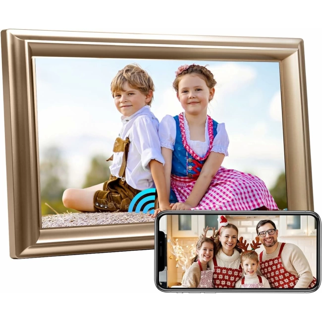 Canupdog WiFi Dijital Resim Çerçevesi 10.1 Inc, 1080P IPS Dokunmatik - Gold