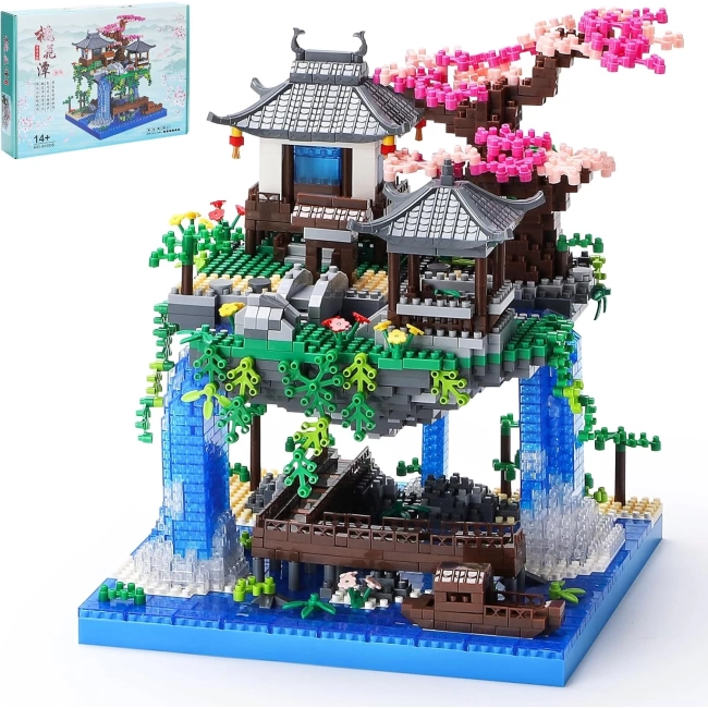 CAXIMSY Çin Mimarisi, Kiraz Çiçeği Bonsai Ağacı Ev Yapı Blok Setleri - 3320 Parça