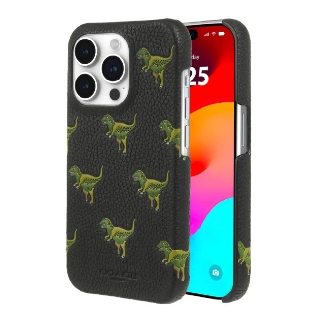 Coach Hakiki Çakıllı Deri iPhone 14 Pro Kılıfı Siyah iPhone 14 Pro