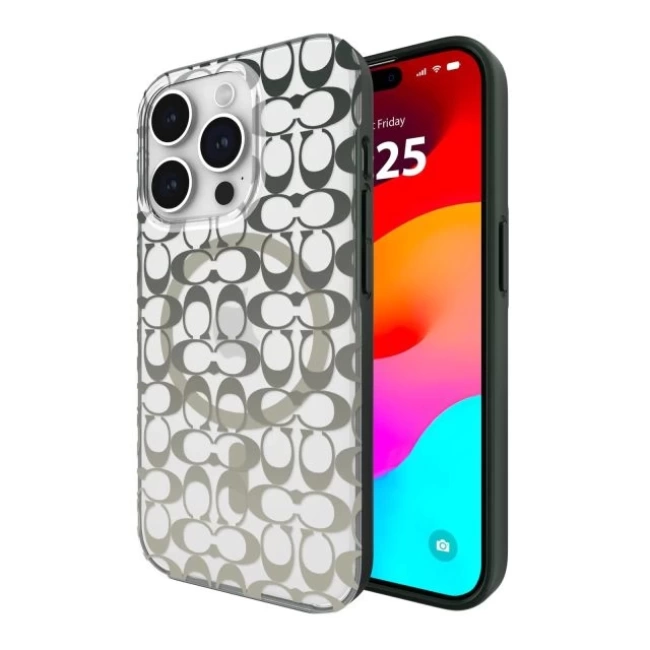 Coach Hakiki Çakıllı Deri iPhone 15 Pro Kılıfı Deep Forest iPhone 15 Pro