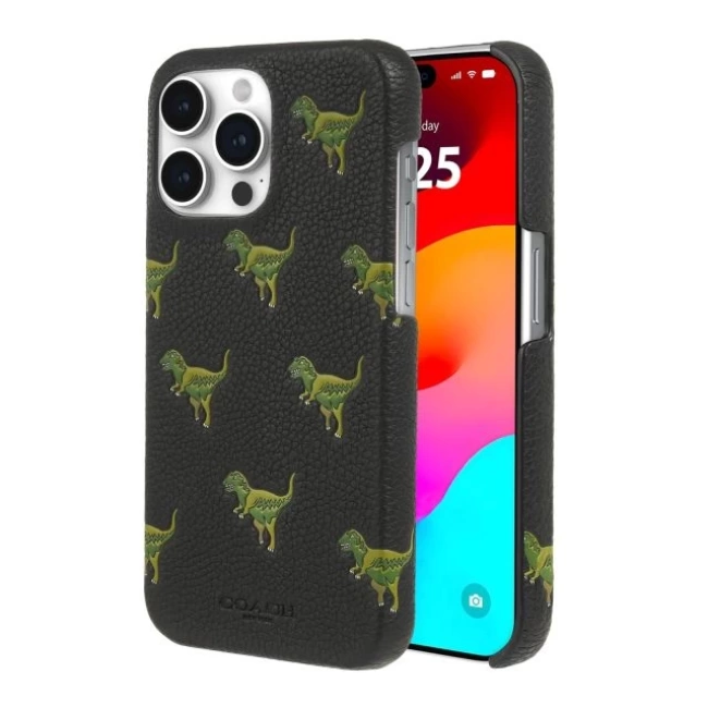 Coach Hakiki Çakıllı Deri iPhone 15 Pro Kılıfı Repeat Rexy iPhone 15 Pro