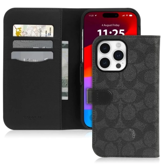 Coach İki Parçalı Çıkarılabilir Cüzdan iPhone 15 Pro Max Kılıfı