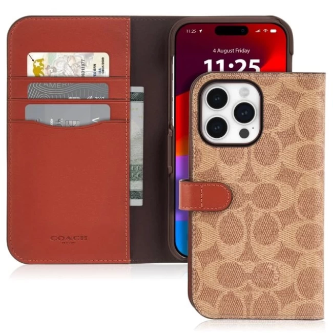 Coach İki Parçalı Çıkarılabilir Cüzdan iPhone 15 Pro Max Kılıfı