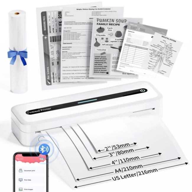 COLORWING M832 Seyahat için Kablosuz Taşınabilir Yazıcılar Beyaz
