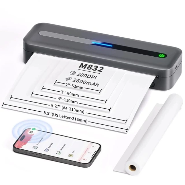 COLORWING M832 Seyahat için Kablosuz Taşınabilir Yazıcılar Gri