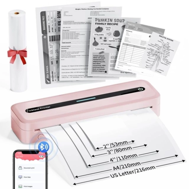 COLORWING M832 Seyahat için Kablosuz Taşınabilir Yazıcılar Pembe