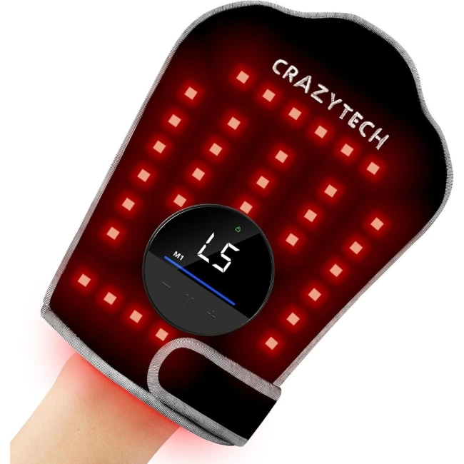 CRAZYTECH El Agrısı Giderici Kırmızı Işık Terapi Eldiveni, 660nm, 850nm
