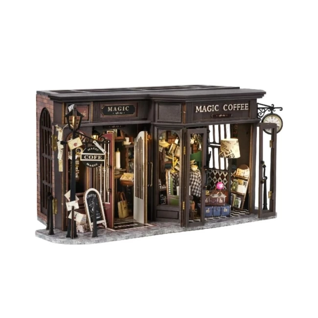 CUTEBEE DIY Ahşap Dollhouse ve Minyatür Mobilya Vintage Coffee Shop