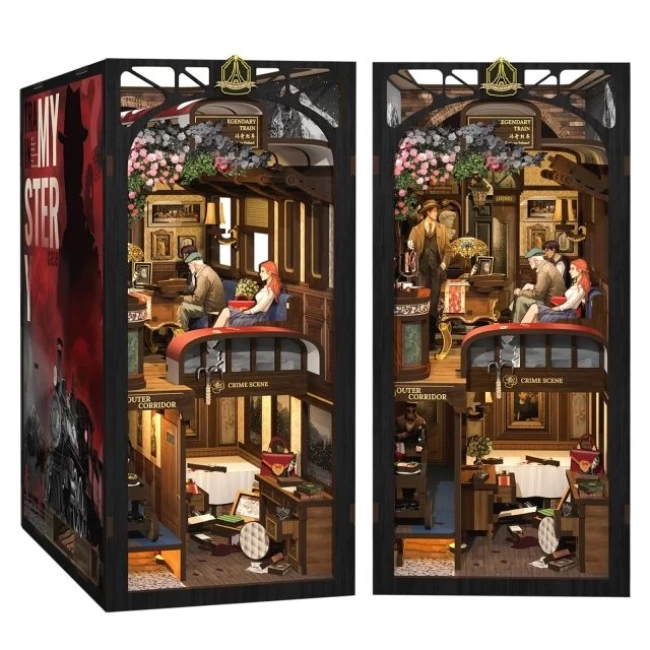 CUTEBEE DIY Dollhouse Kitaplık Train Mystery Case