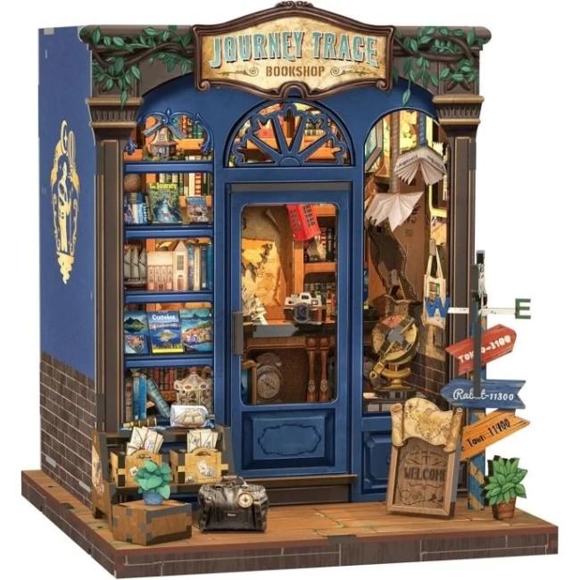 CUTEBEE Toz Kapaklı DIY Kitaplık Seti - Büyükbabanın Antika Dükkanı Journey Trace Bookshop