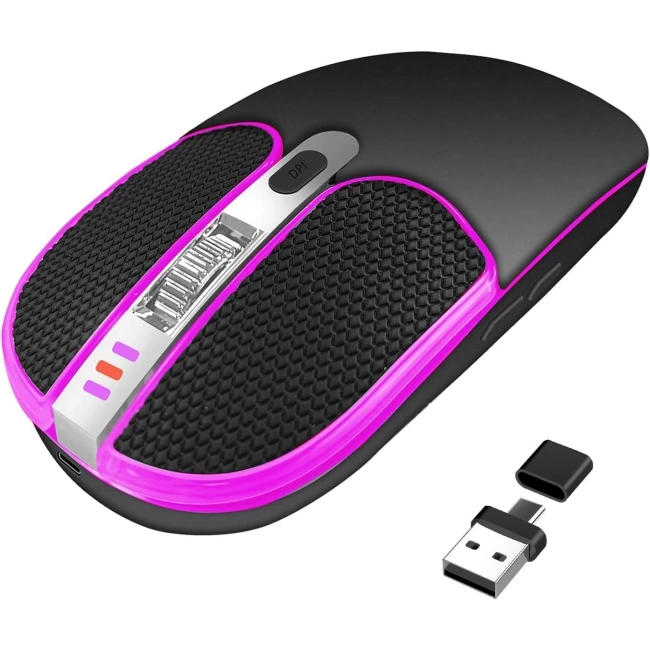 Dancesoul Deri Düğmeli Kablosuz Mouse, RGB Renkli Işıklı LED - Siyah