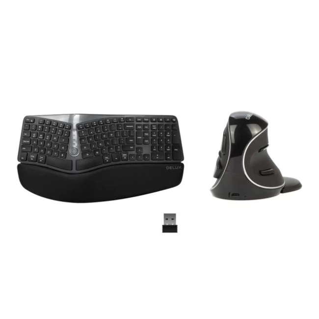 DeLUX Kablosuz Ergonomik Klavye Fare Kombinasyonu