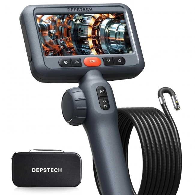 DEPSTECH Çift Lensli, Eklemli Endüstriyel Endoskop, 5 Inc Ekran - 3m Kablo