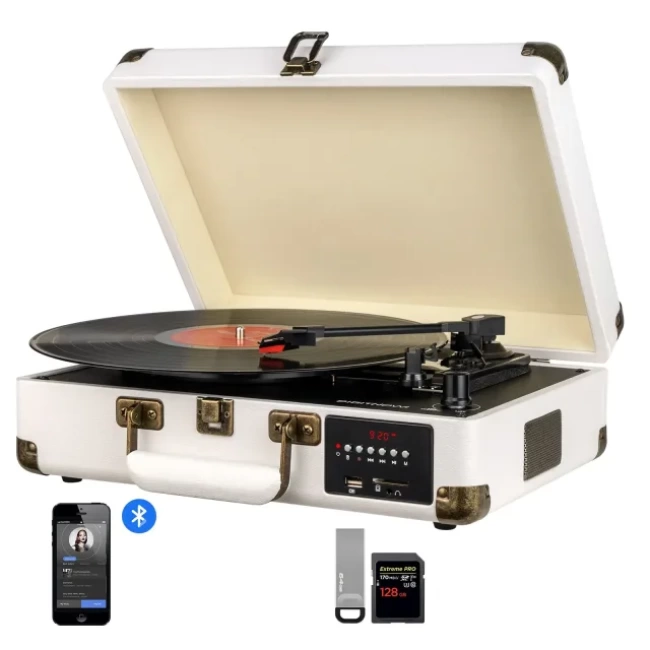 DIGITNOW Vinil Plak Çalar Kablosuz Pikap  White