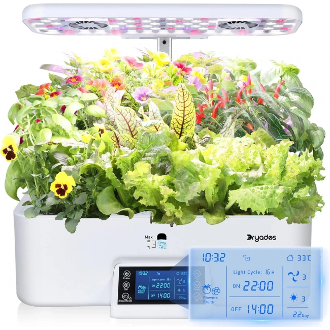 Dryades Hidroponik Yetiştirme Sistemi 24W Tam Spektrumlu LED - 17 Kapsül - Beyaz