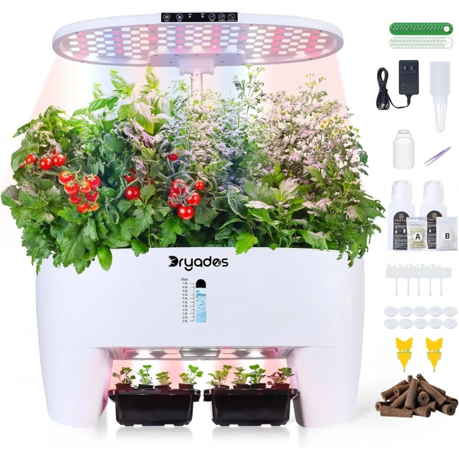 Dryades Hidroponik Yetiştirme Sistemi 24W Tam Spektrumlu LED - 16 Kapsül - Beyaz