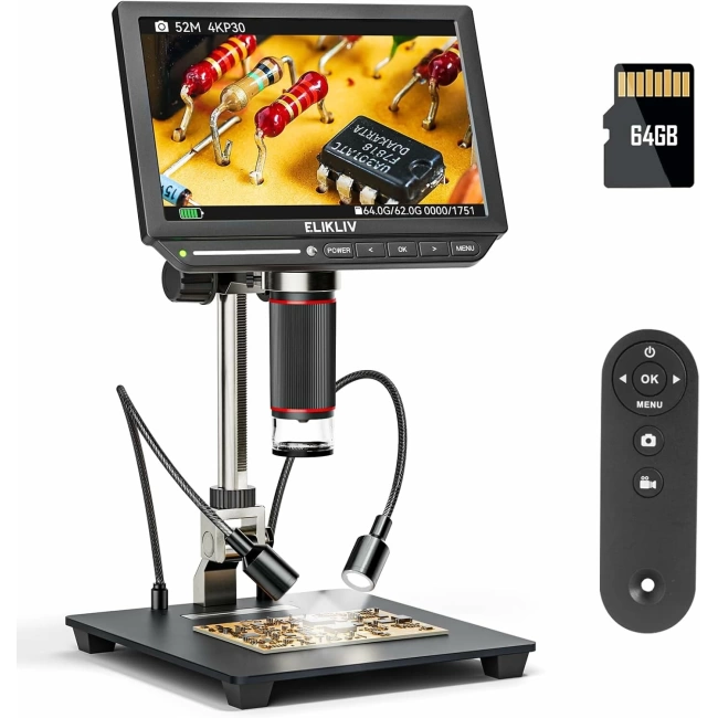 Elikliv EM4K 8 Inc 4K Dijital Mikroskop 2000x, 52MP HDMI Mikroskop