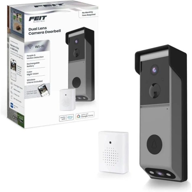 Feit Electric Akıllı Kapı Zili  Wi-Fi Kamera BATTERY POWERED Black
