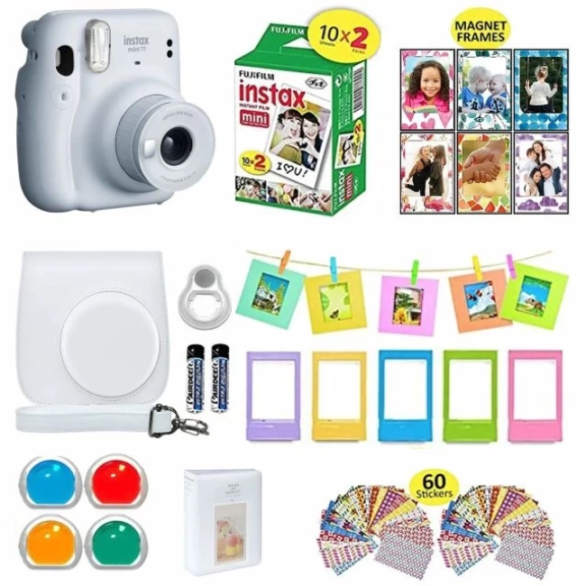 Fujifilm Instax Mini 11 Anlık Kamera Taşıma Çantası/Değer Paketi (20 Sayfa) - Beyaz Ice White Standard Packaging