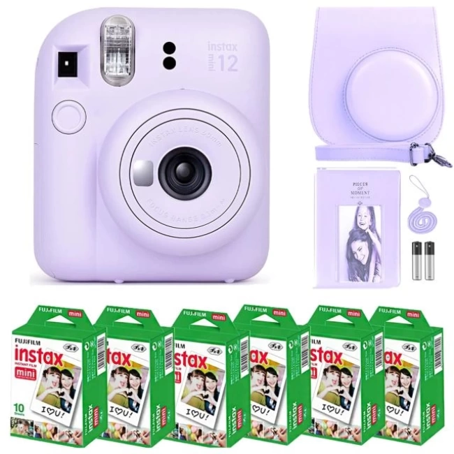 Fujifilm Instax Mini 12 Kamera/Mini Film (60 Sayfa)/Aksesuarlar - Mor Lilac Purple