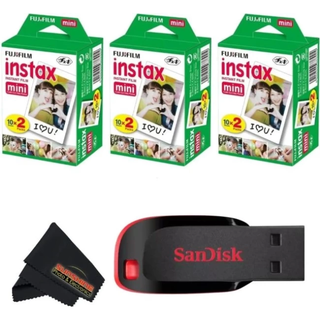 Fujifilm Instax Mini Instant Film (3 İkiz Paket, Toplam 60 Resim)