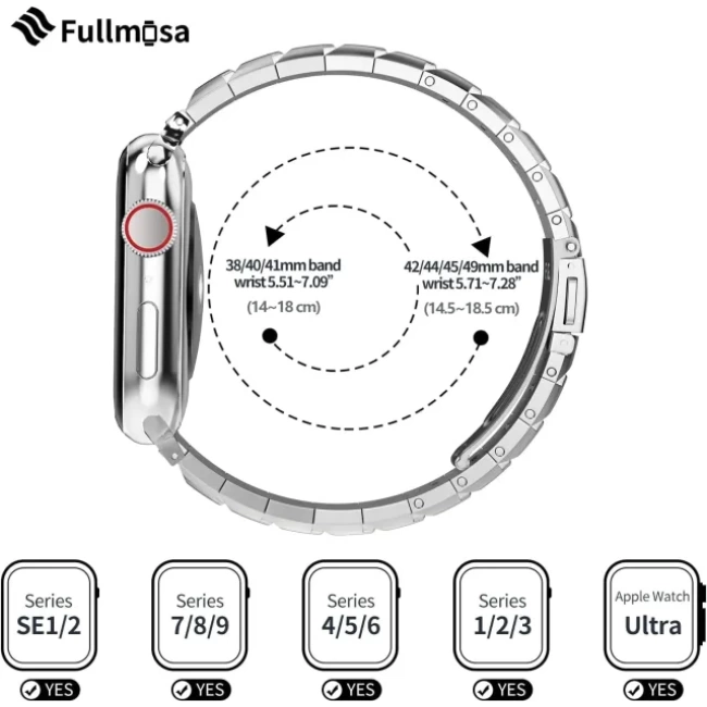 Fullmosa İnce Metal Bant Uyumlu Apple Watch Kordon