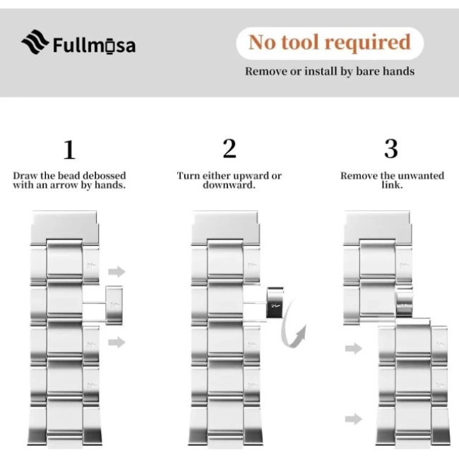 Fullmosa No Tools Needed Compatible Apple Watch Kordonları Gümüş
