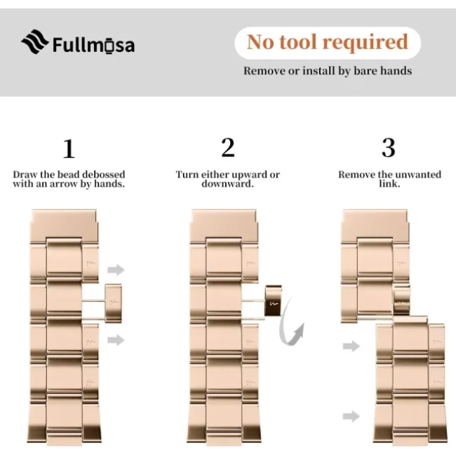 Fullmosa No Tools Needed Compatible Apple Watch Kordonları Rose Gold 42mm 44mm 45mm