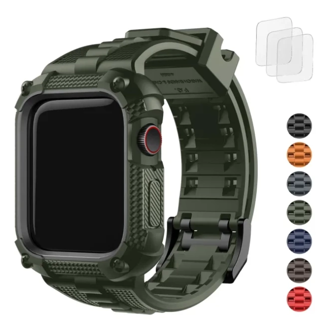 Fullmosa Saat Kordonları Sağlam iWatch Kordon Silikonu Asker Yeşil