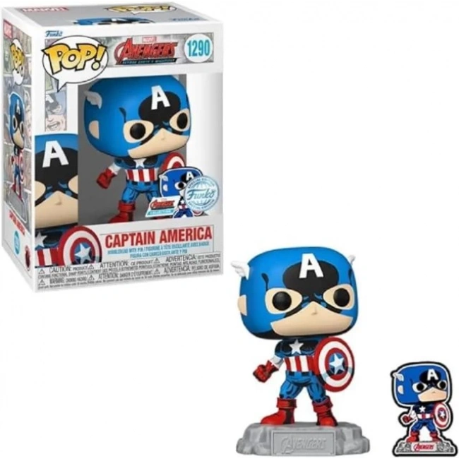 Funko Pop! & Pin: The Avengers: Captain America Figürü